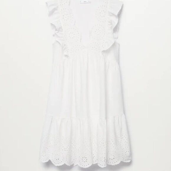 Mango Broderie anglaise Women's cotton dress White - Picture 6 of 7